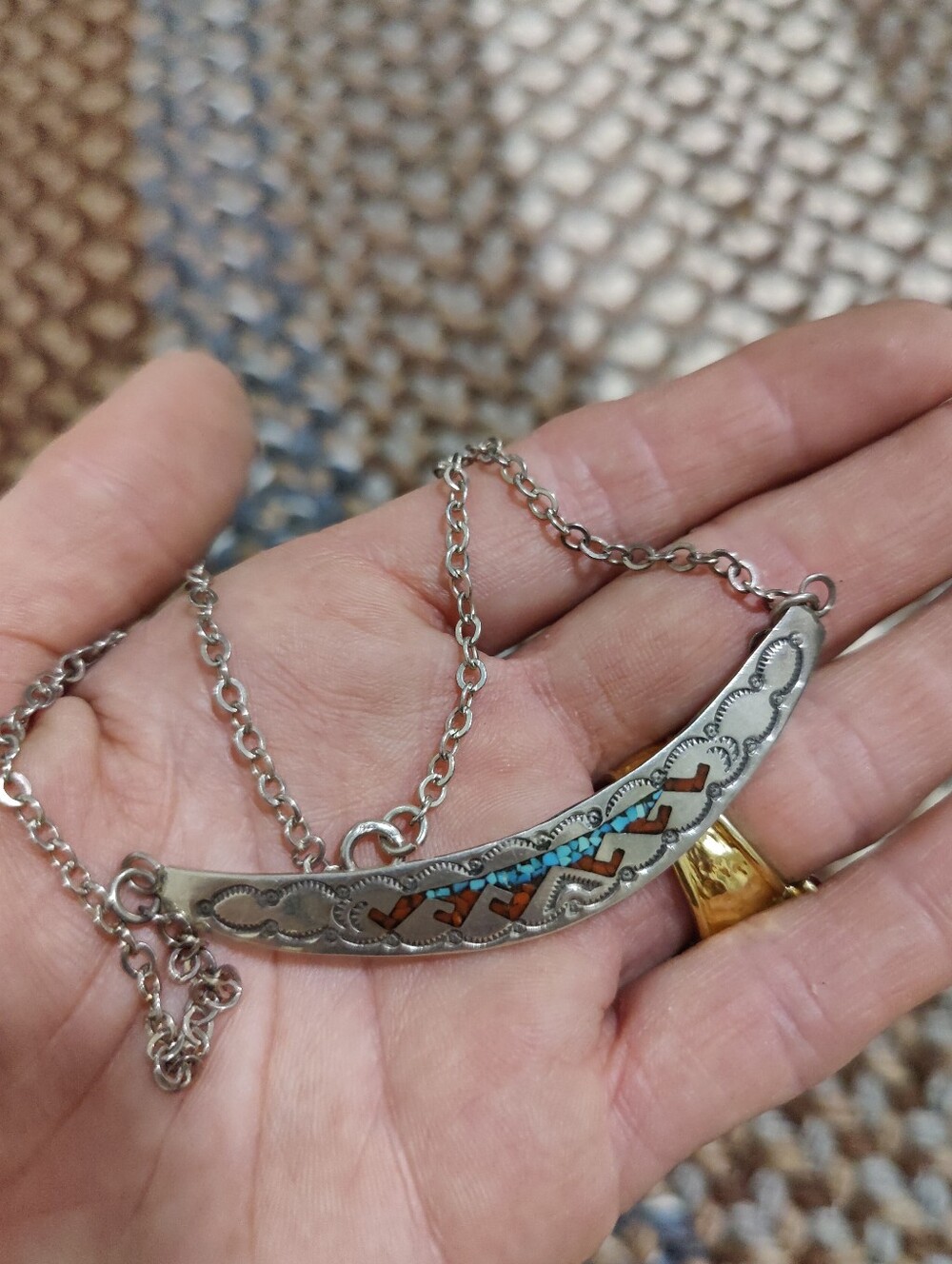 Vintage Sterling Navajo Nakai Necklace - Picture 5 of 15